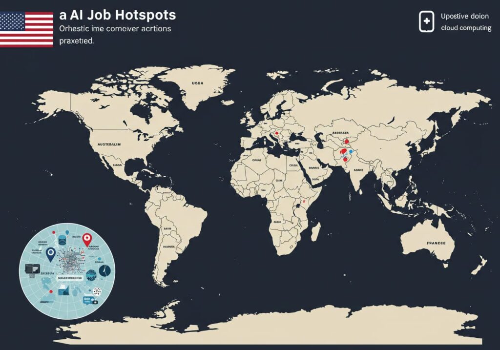 Map showing countries with the highest demand for artificial intelligence jobs in 2025.